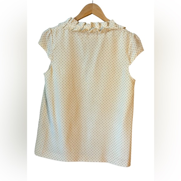 Kate Spade Cream & Black Polka Dot Ruffle Blouse  Size Medium - Picture 2 of 9